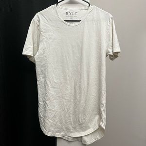BYLT Curve Hem White Tee, Size: M